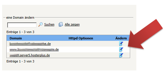 HTTPD Spezial Ausgabe der möglichen Domains