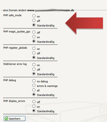 HTTPD Spezial Safe Mode ändern