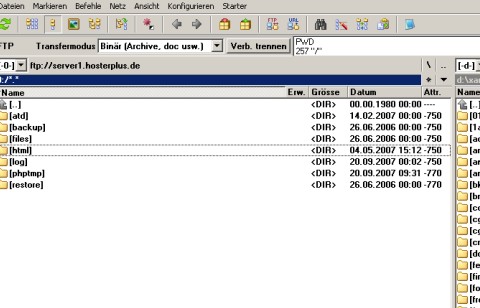 ftp uebersicht nach login