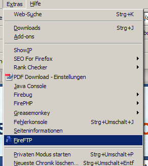 Extra Menü im Firefox